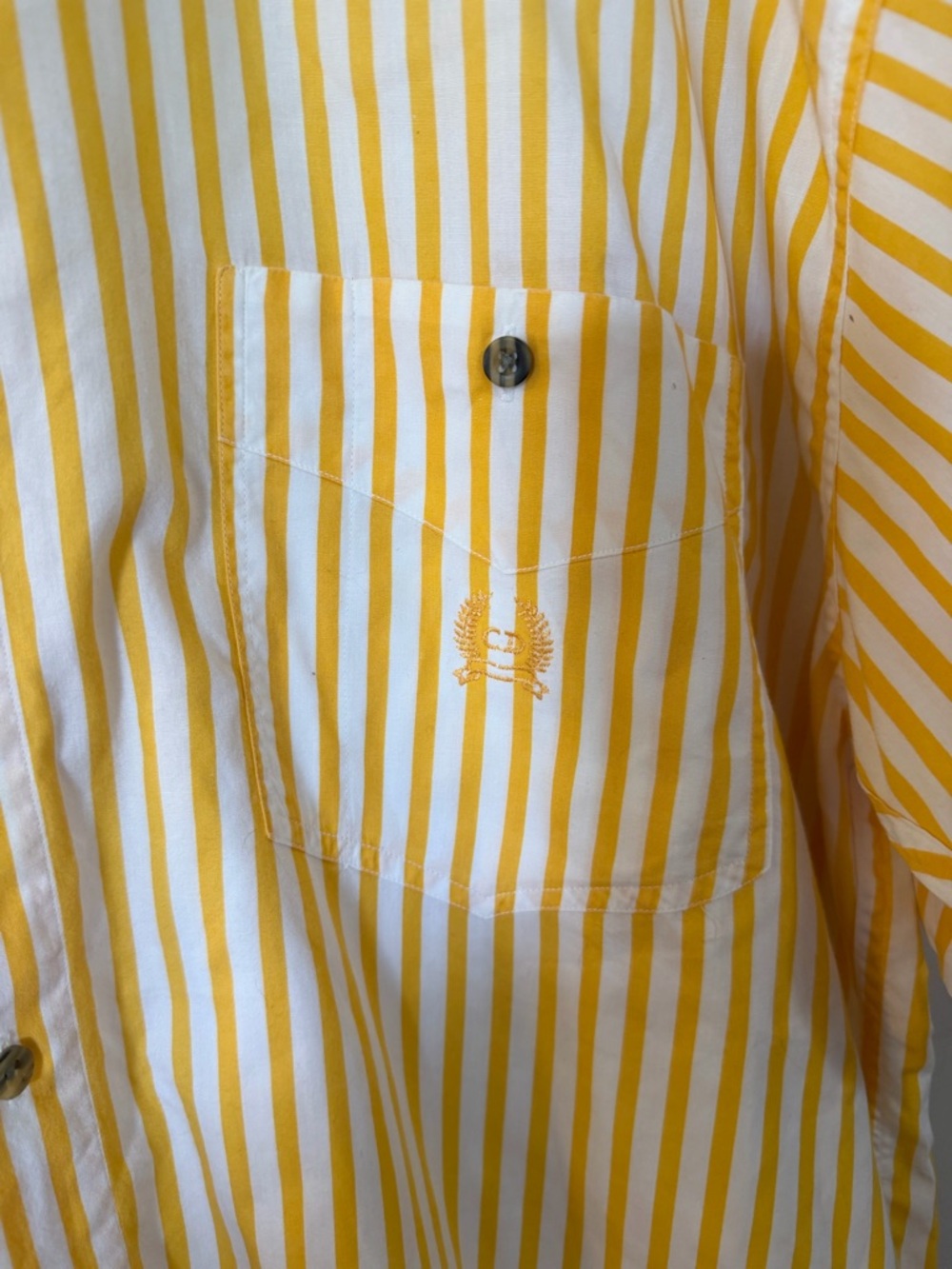 Dior Men’s Yellow & White Vertical Stripe Button-Down Shirt - Picture 3 of 6